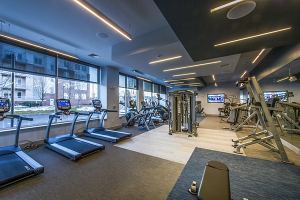 fitness center at Re150 Apartments