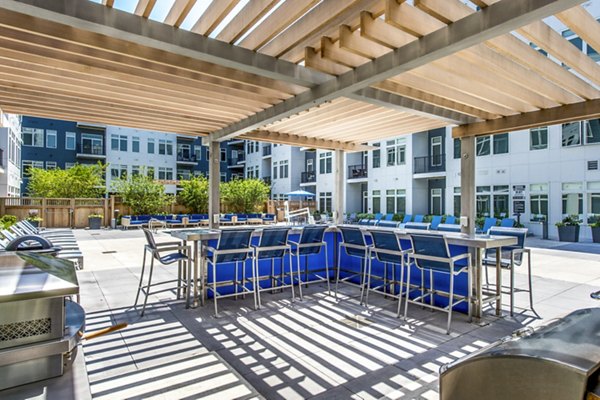Grill area and patio at Re150 Apartments, Cambridge