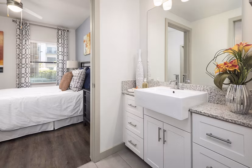 Luxurious bathroom with modern fixtures at Solara Apartments in the Greystar luxury property collection