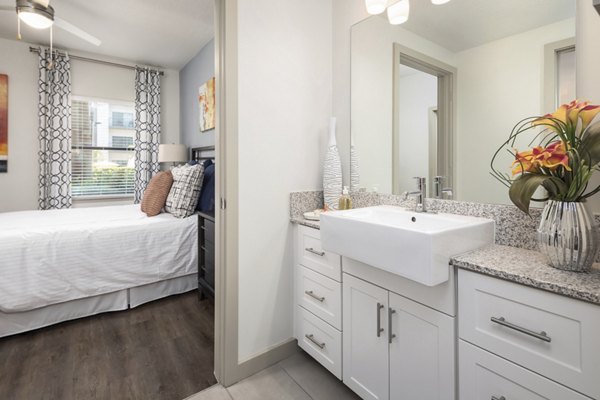 Luxurious bathroom with modern fixtures at Solara Apartments in the Greystar luxury property collection