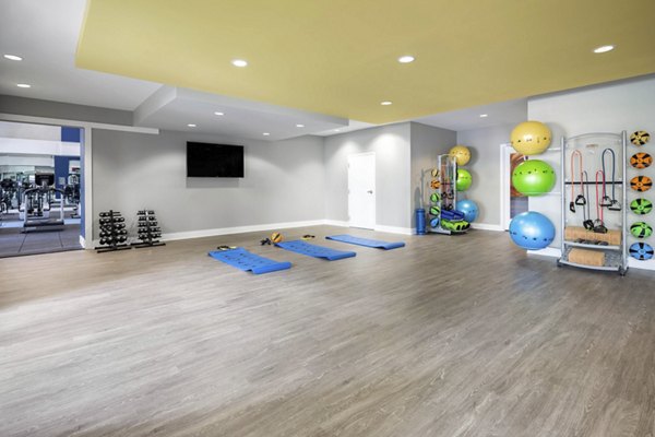 Modern fitness center with state-of-the-art equipment at Solara Apartments, ideal for an active lifestyle in a luxury setting