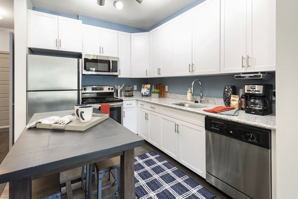Solara Apartments: Modern kitchen with sleek countertops and stainless steel appliances