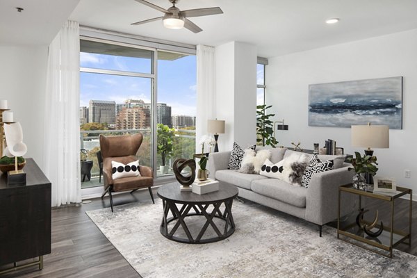 Living room at The Tower on Piedmont Apartments