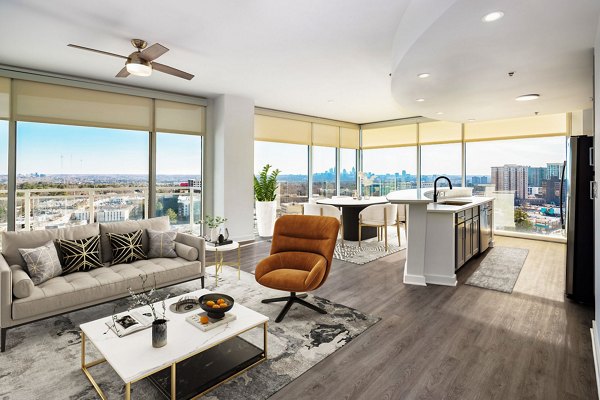 Living room at The Tower on Piedmont Apartments