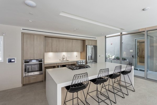 Contemporary clubhouse featuring sleek design elements at Valentina by Alta Apartments