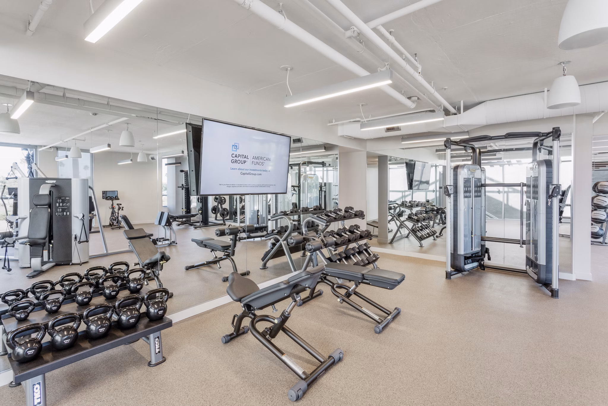 Fitness center featuring state-of-the-art equipment at Valentina by Alta Apartments