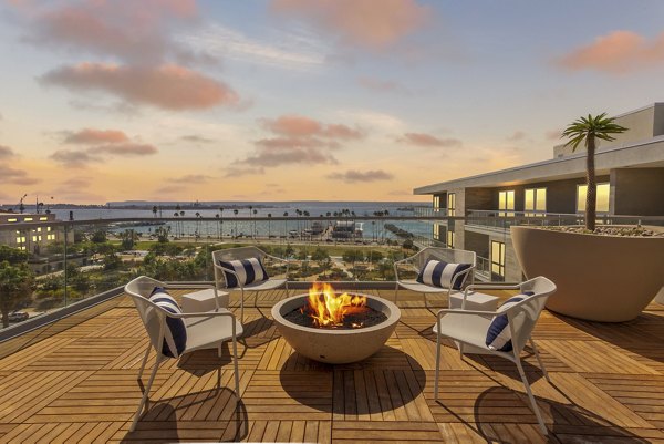 Spacious ocean-view patio at Valentina by Alta Apartments, perfect for relaxation and social gatherings