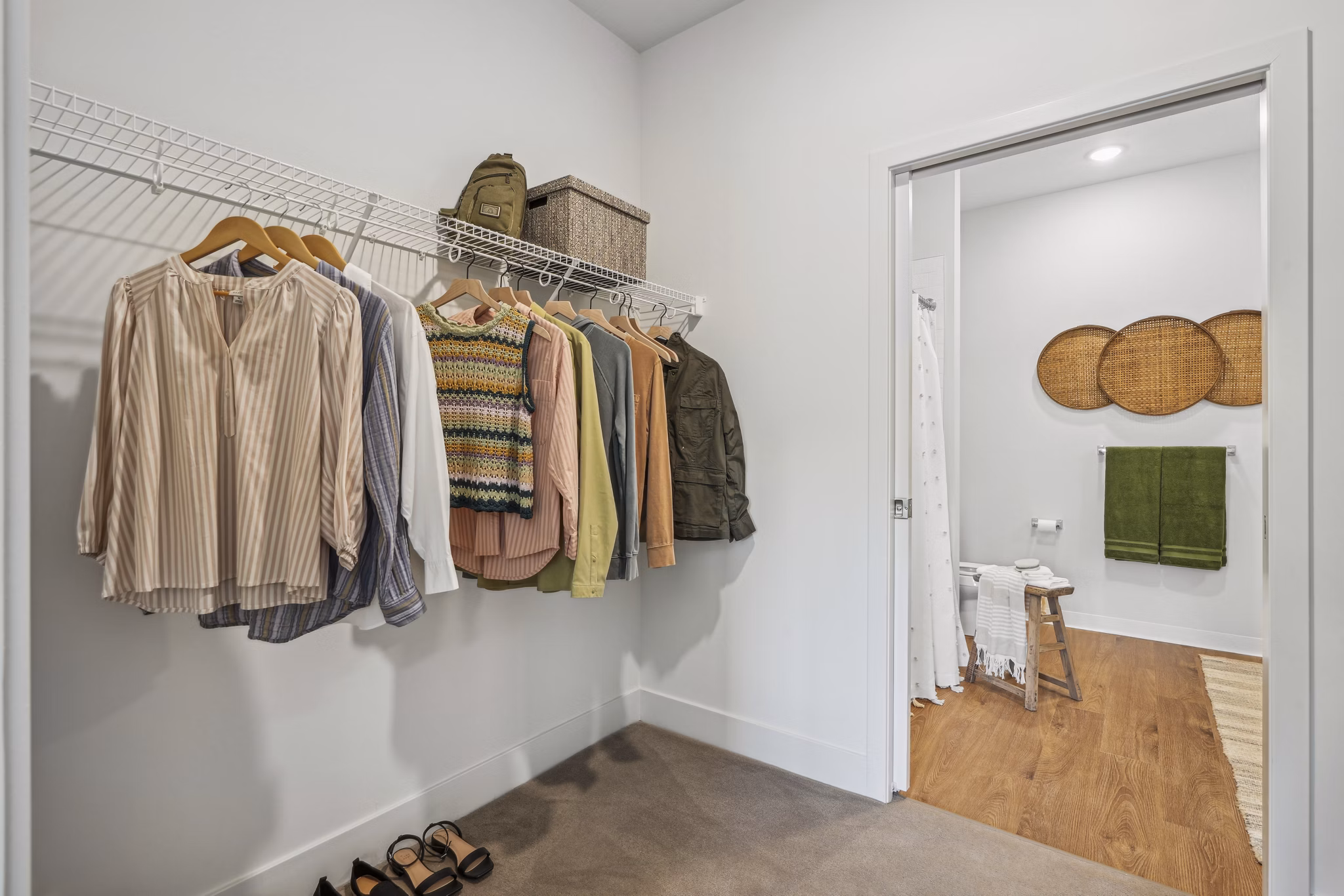 Closet featuring ample storage space at The Lodge Apartments