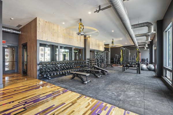 fitness center at The Lodge Apartments