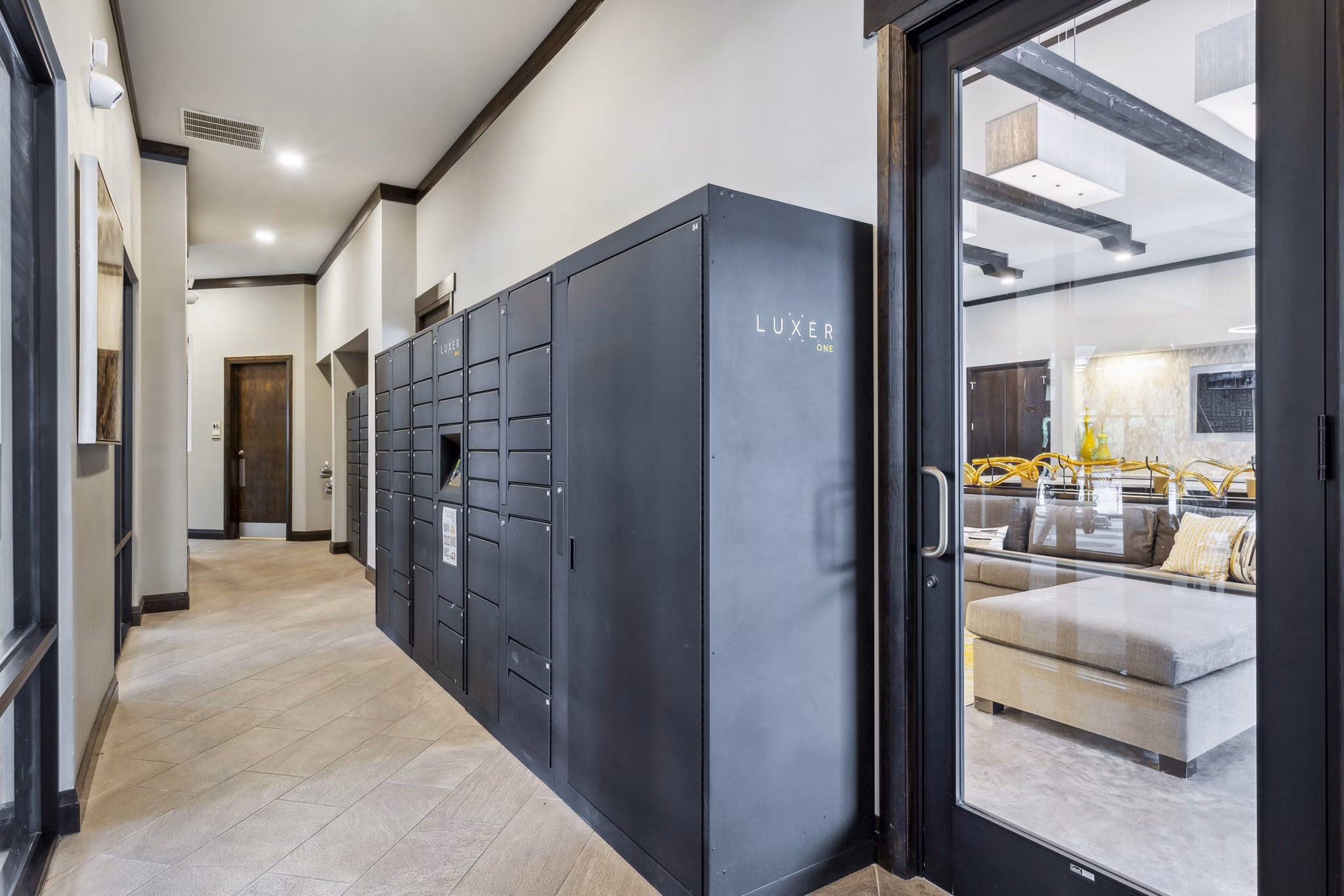 Convenient parcel lockers at Domain at Midtown Park luxury apartments for secure package delivery