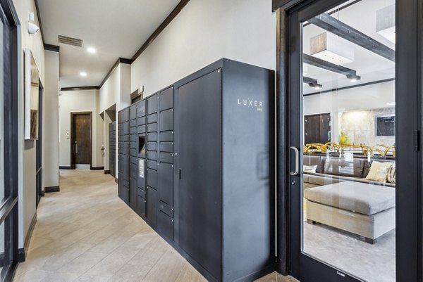 Convenient parcel lockers at Domain at Midtown Park luxury apartments for secure package delivery