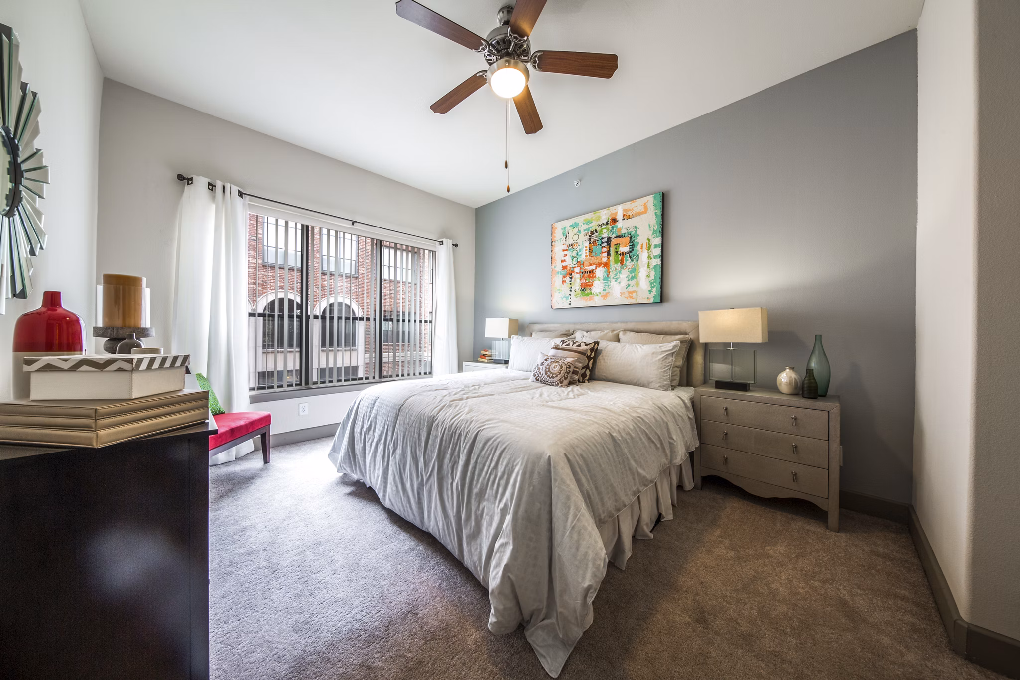 bedroom at Sabine Street Lofts