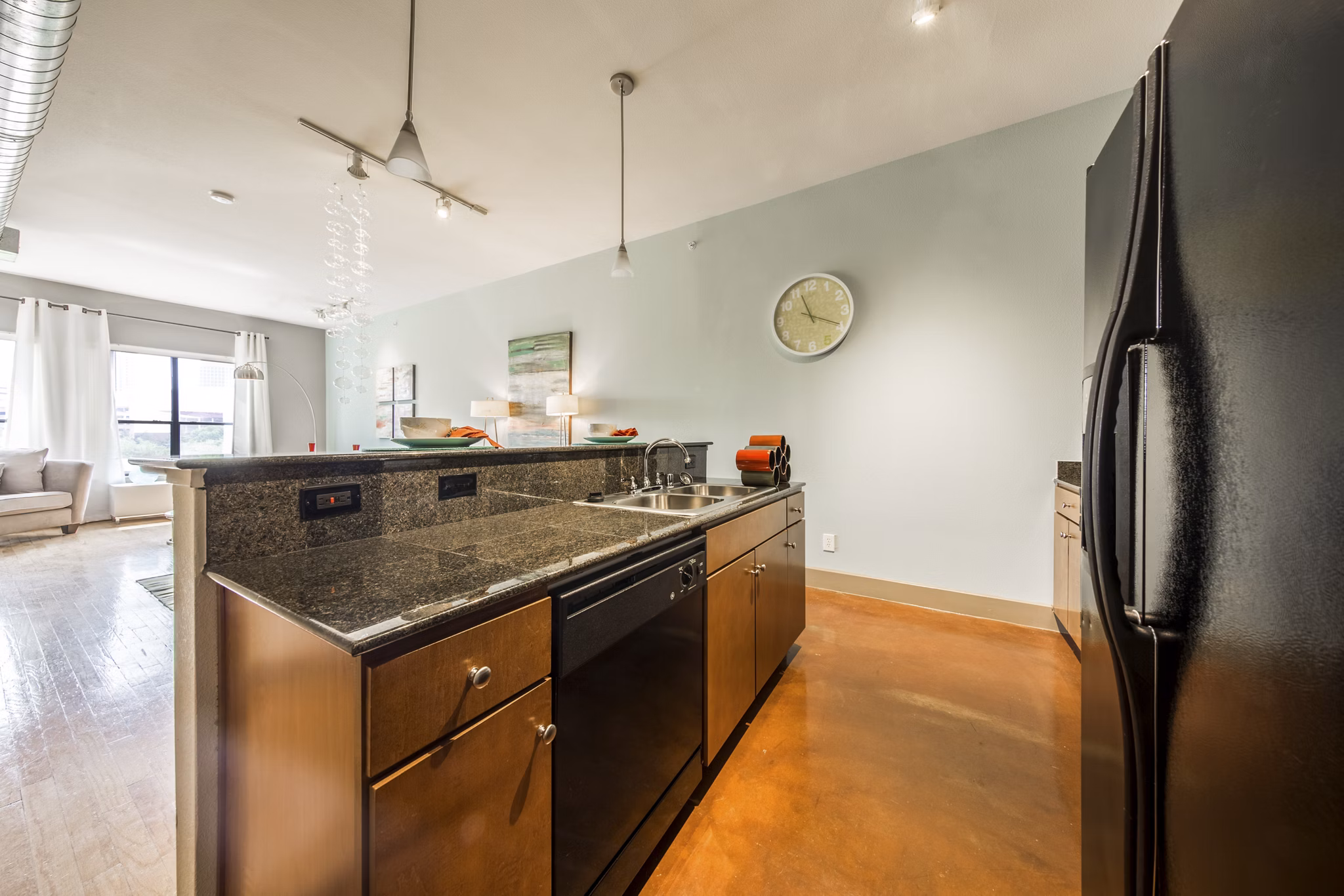 kitchen at Sabine Street Lofts