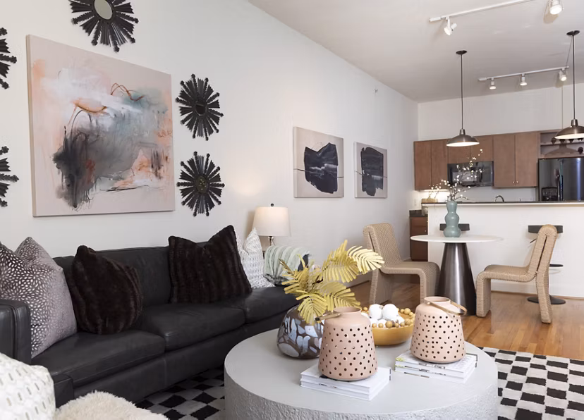 living room at Sabine Street Lofts