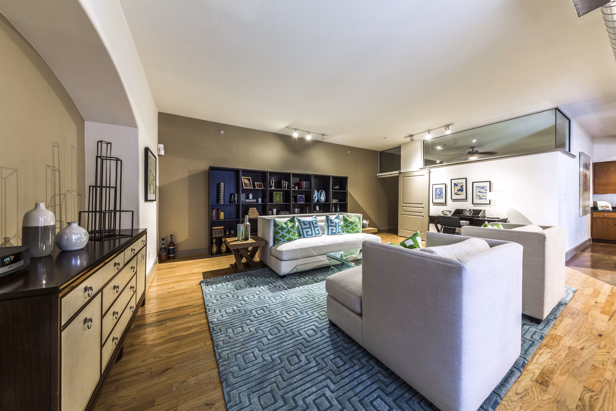 living room at Sabine Street Lofts