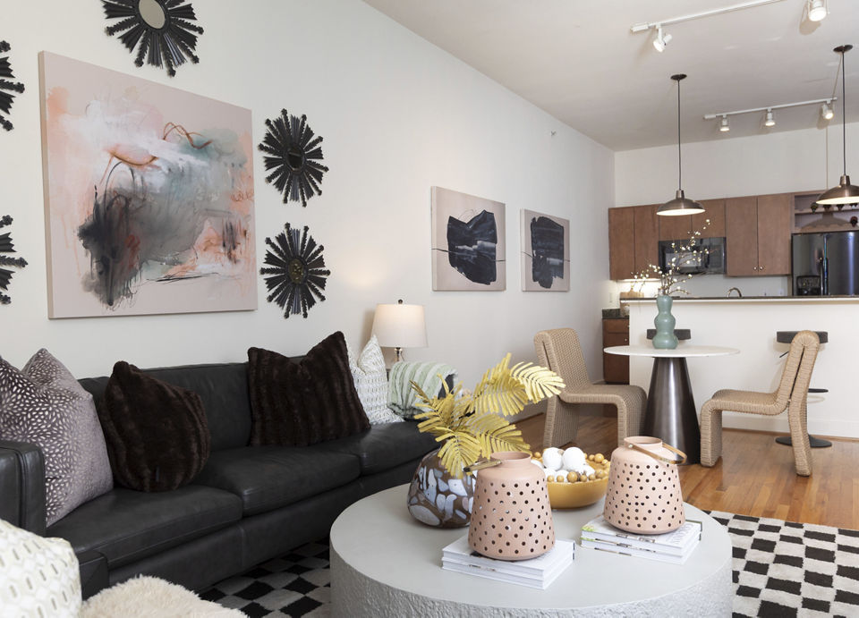 living room at Sabine Street Lofts
