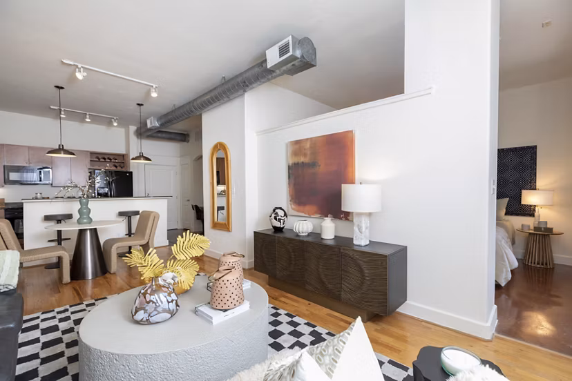 living room at Sabine Street Lofts