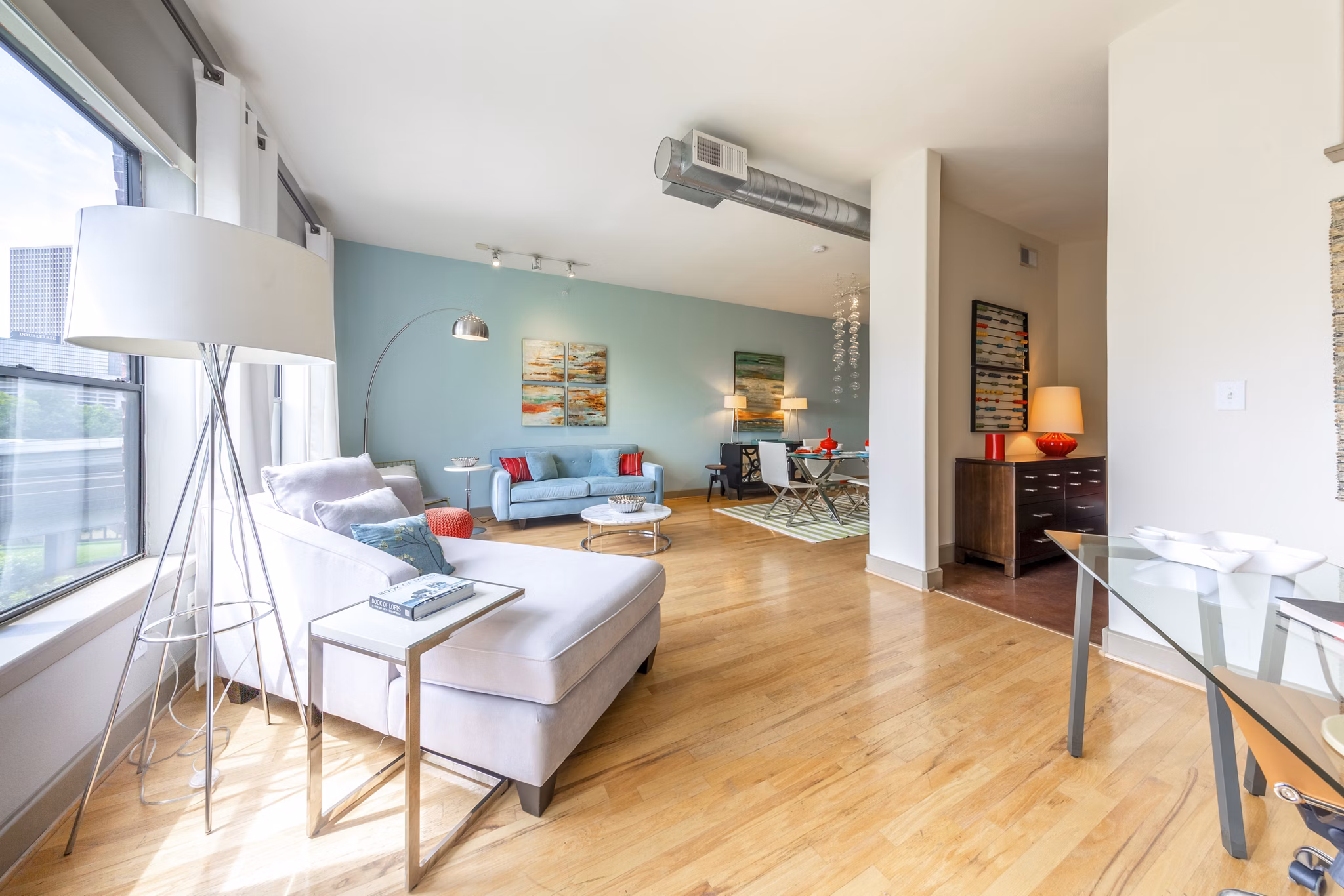 living room at Sabine Street Lofts