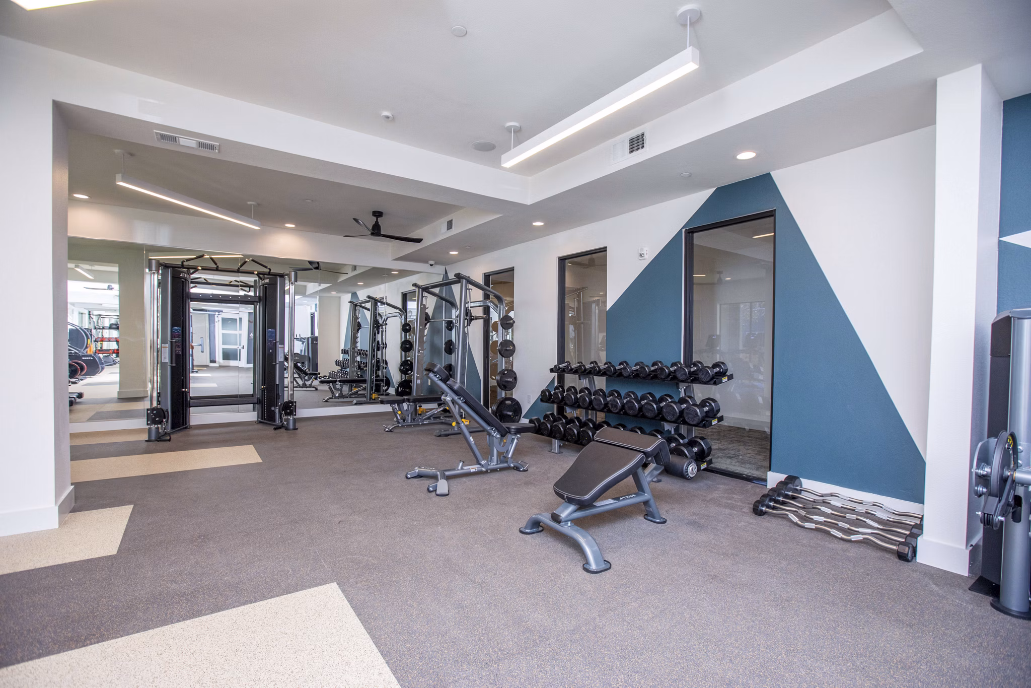 fitness center at Lenox at the Grid Apartments