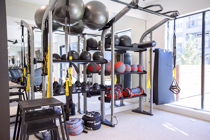 fitness center at Lenox at the Grid Apartments