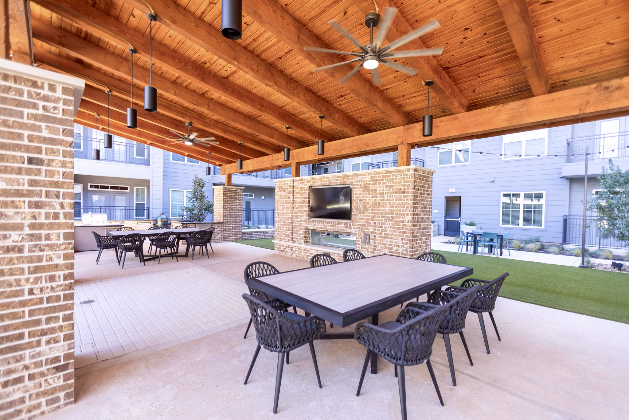 fire pit/patio at Lenox at the Grid Apartments