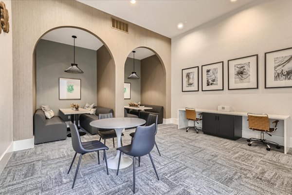 Clubhouse with modern design at Avantus Apartments, ideal for community gatherings and leisure activities