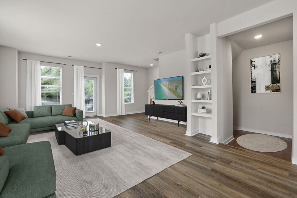 Lobby featuring contemporary design and cozy seating at Gladwen Wendell Falls Apartments