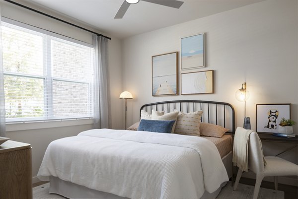 Spacious bedroom with modern decor at Broadstone Baybrook Apartments in luxury living community