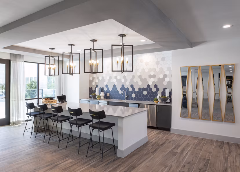 Clubhouse featuring modern design elements in Broadstone Baybrook Apartments
