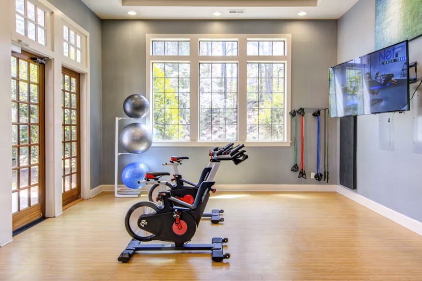 fitness center at The Peak Apartments
