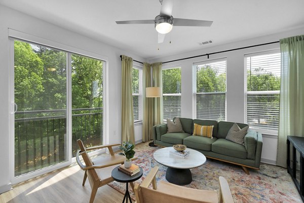 living room at Alexan Research ParkApartments