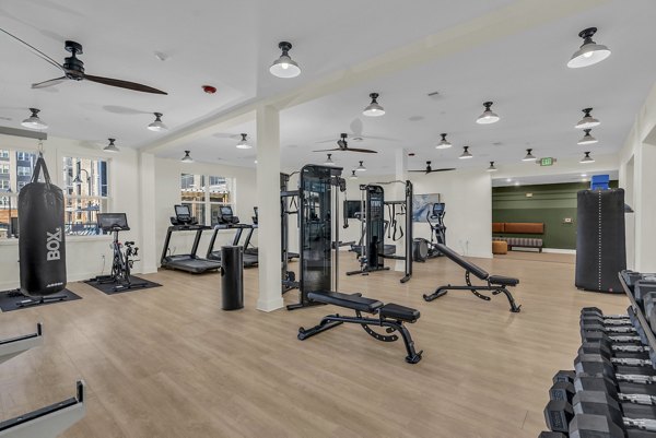 fitness center at Alexan Research ParkApartments