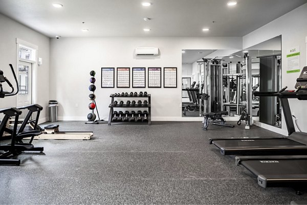 State-of-the-art fitness center at The Farmstead Apartments featuring modern equipment and spacious workout areas