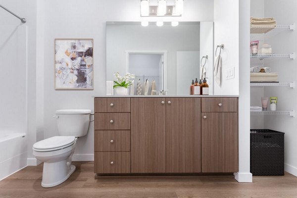 Modern bathroom with sleek fixtures at Villas at 28th Apartments