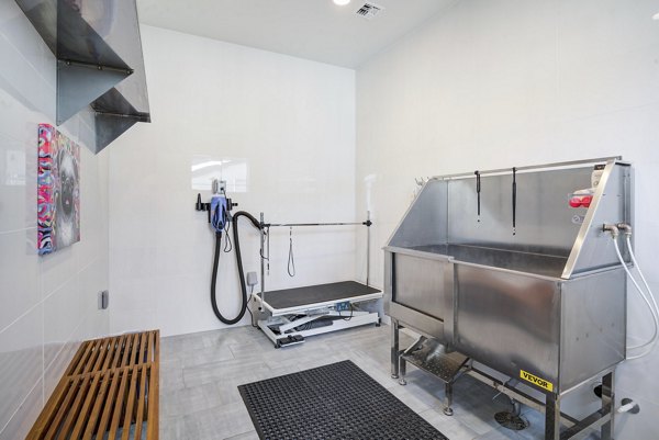 Dog wash station at Villas at 28th Apartments, featuring convenient pet care facilities for residents