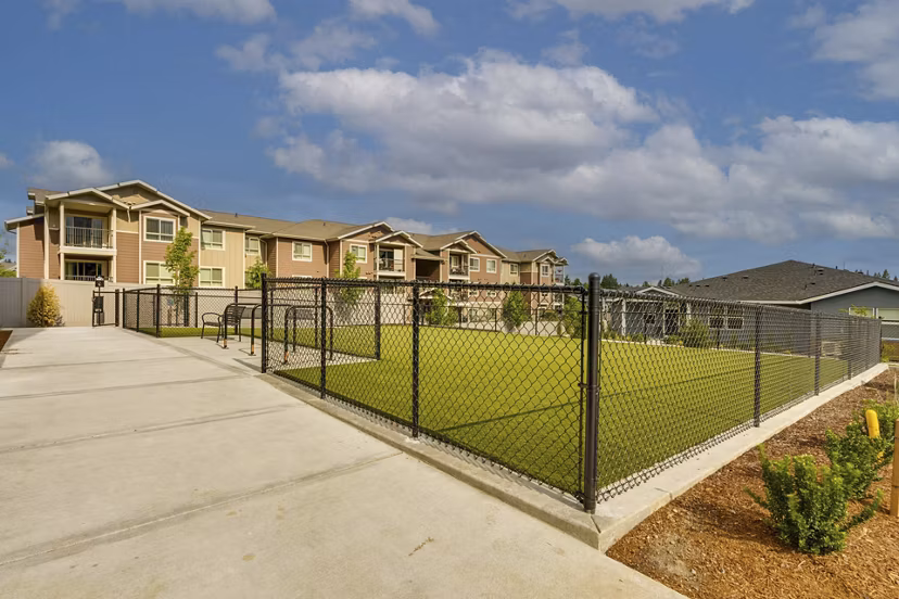 Dog park with agility course at Villas at 28th Apartments, a pet-friendly luxury community