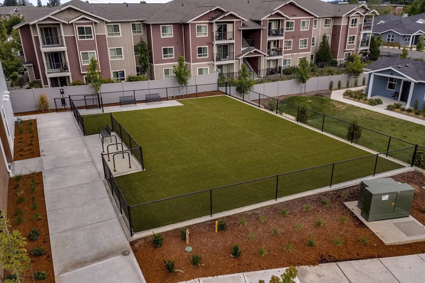 Villas at 28th: Stylish entrance to luxury apartments in a vibrant neighborhood