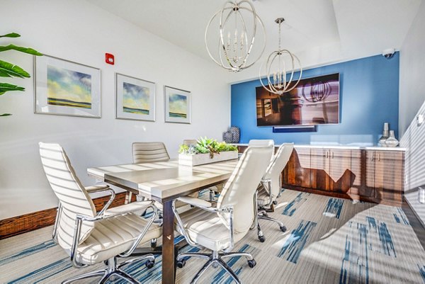 Flexible meeting facility featuring modern decor and advanced tech at Incline at Anthem Apartments