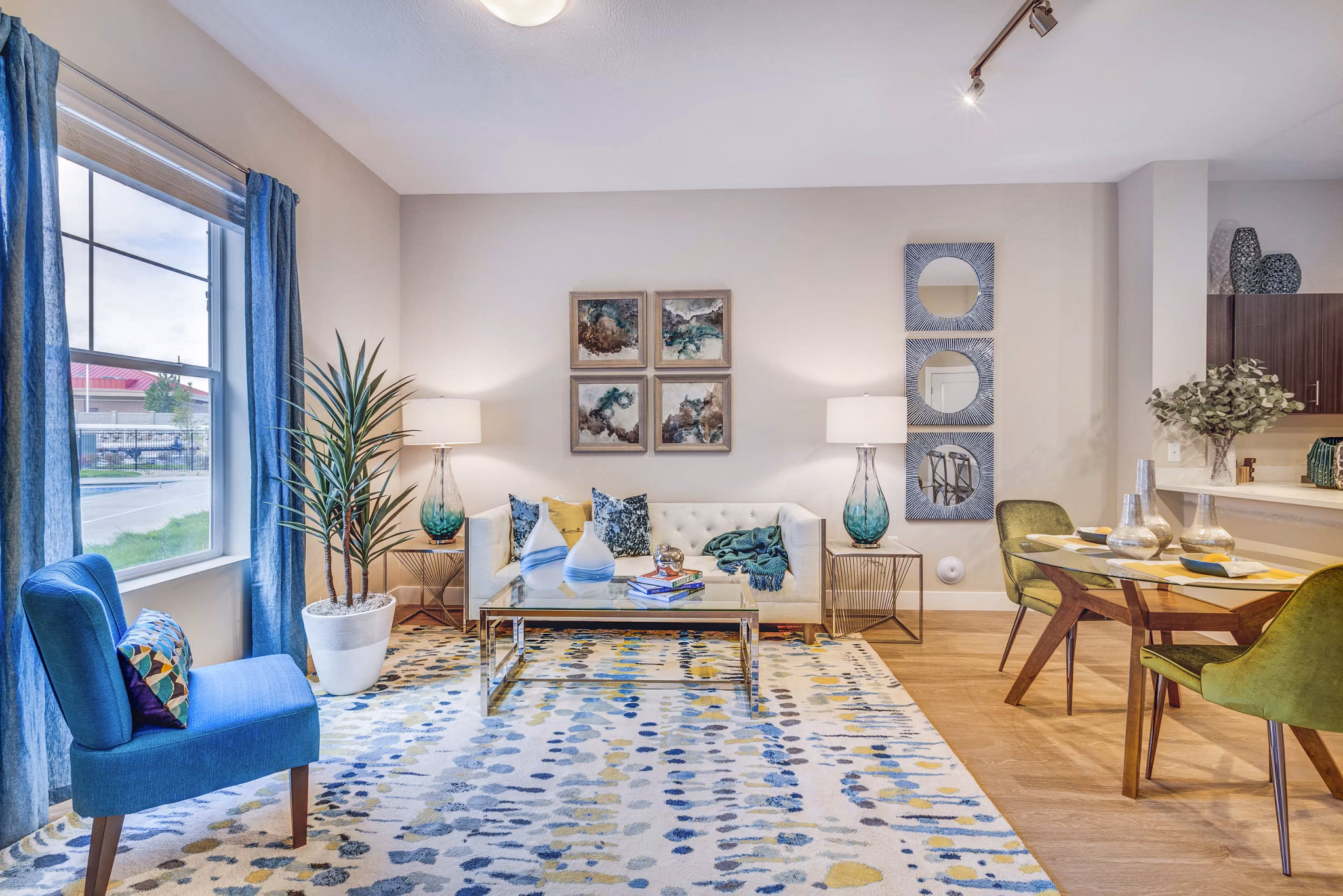 Inviting living room with modern furnishings at Incline at Anthem Apartments, ideal for comfortable luxury living