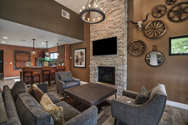 Clubhouse featuring modern design and social spaces at The Ranch at Moorpark Apartments