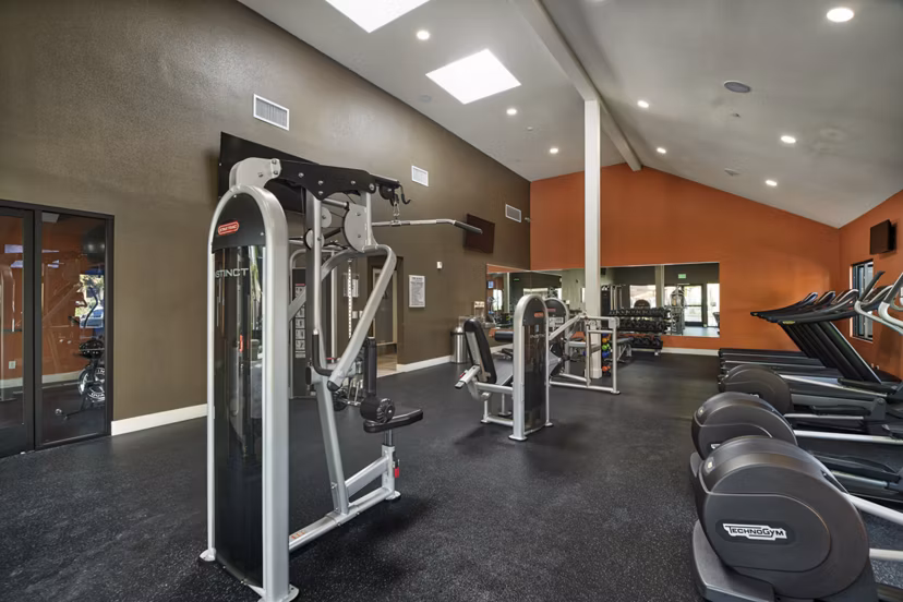 Modern fitness center with state-of-the-art equipment at The Ranch at Moorpark Apartments