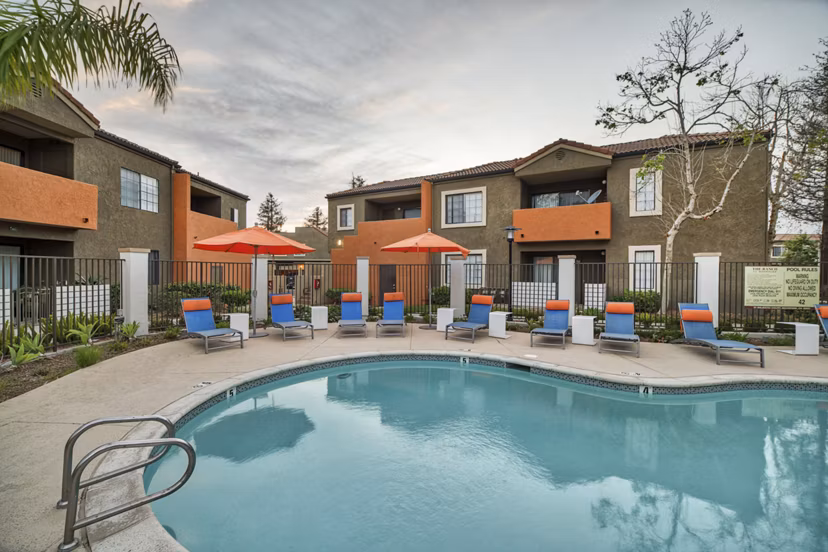 Sparkling outdoor pool at The Ranch at Moorpark Apartments