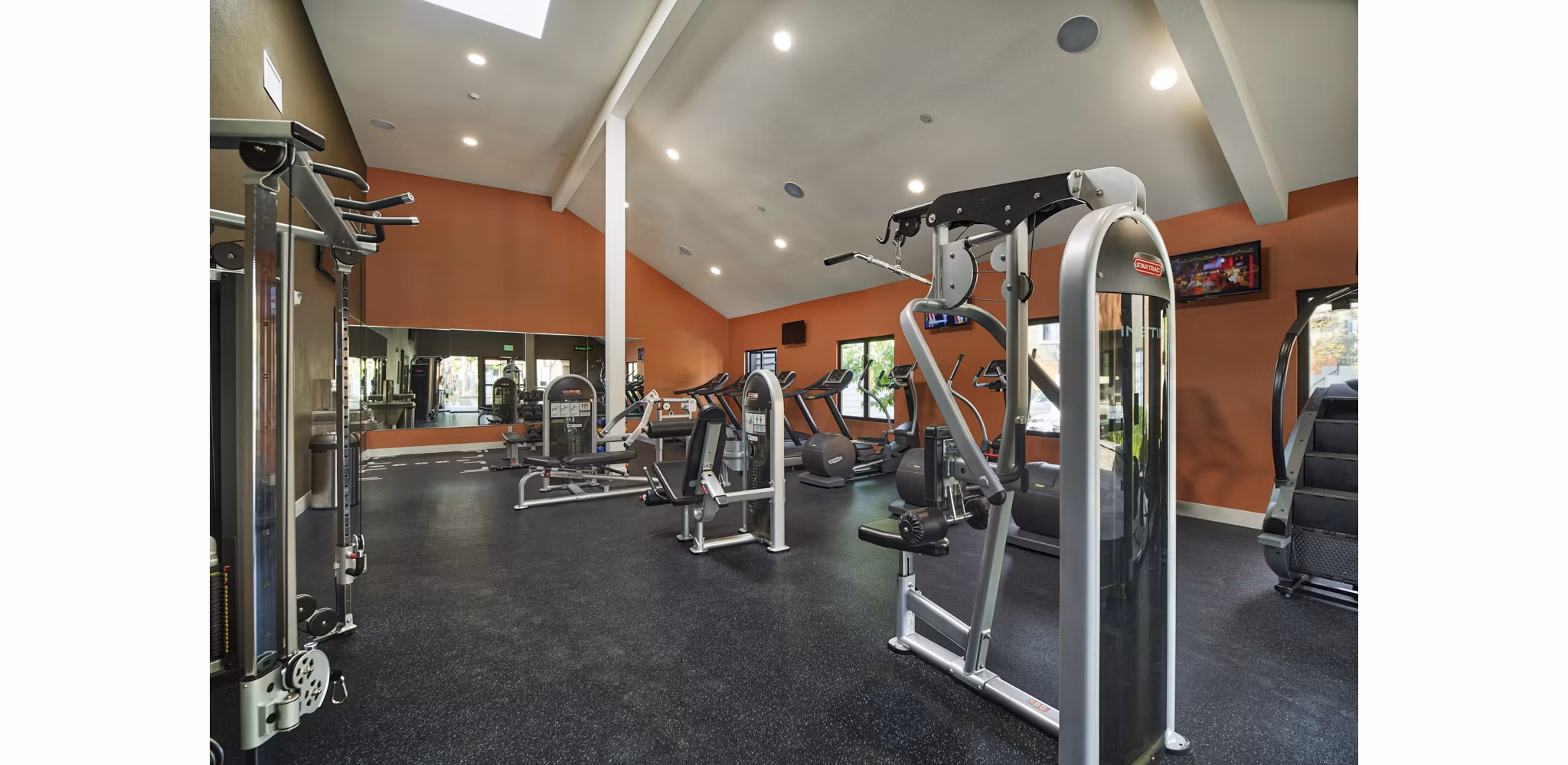 State-of-the-art fitness center at The Ranch at Moorpark Apartments with modern equipment for active residents