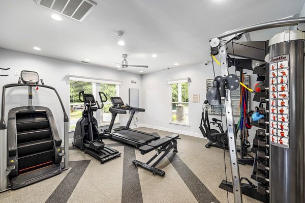 Modern fitness center with state-of-the-art equipment at Fieldstone Apartment Homes