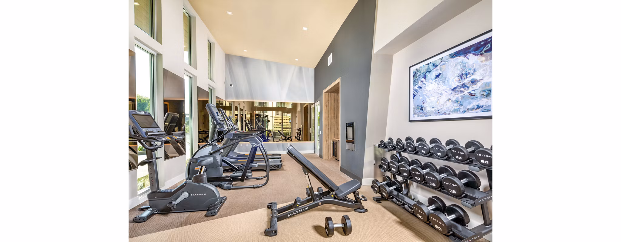 Fitness center with state-of-the-art equipment at Triton Encinitas Apartments, California