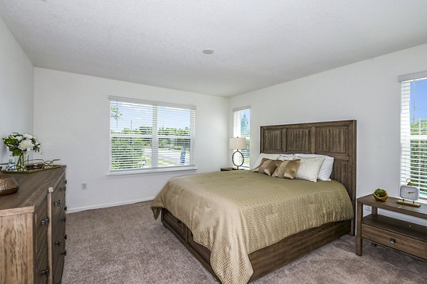 Cozy bedroom with elegant decor in Alexander Park Apartments