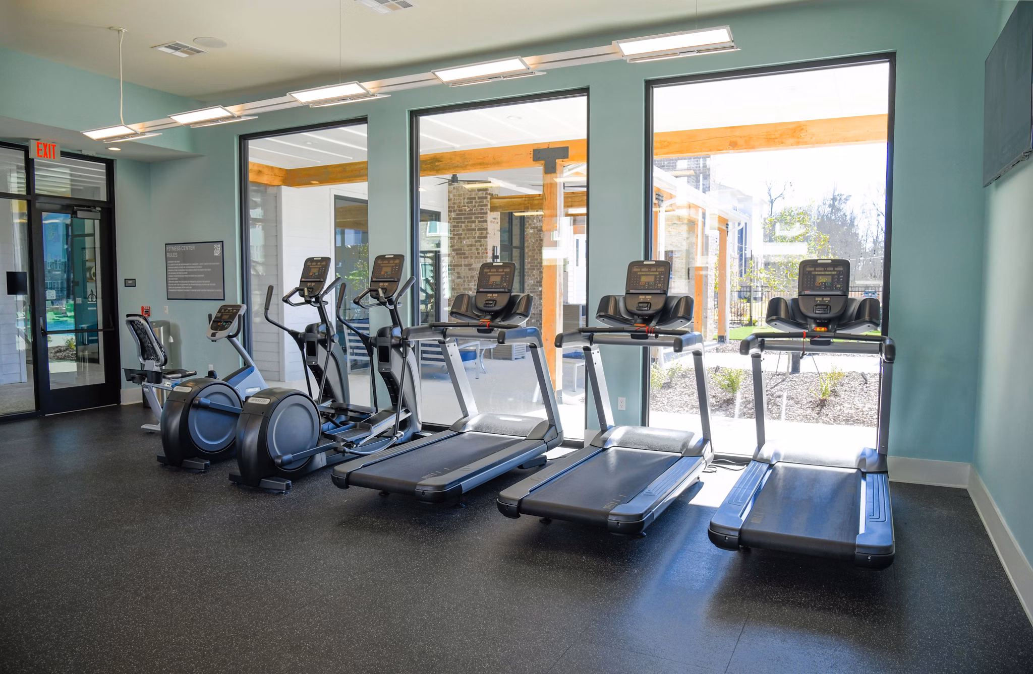 fitness center at The Waters at Hammond Apartments