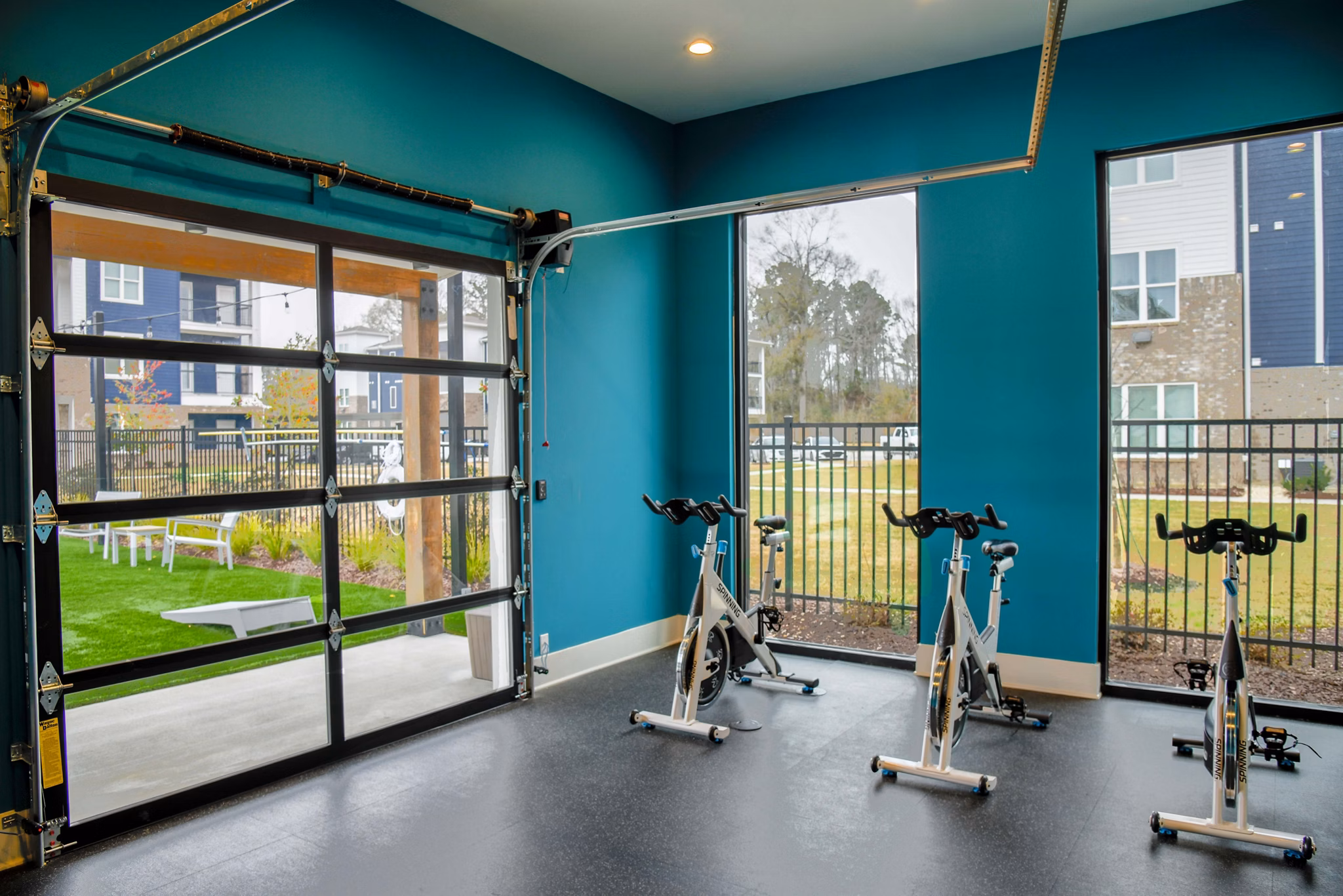 fitness center at The Waters at Hammond Apartments