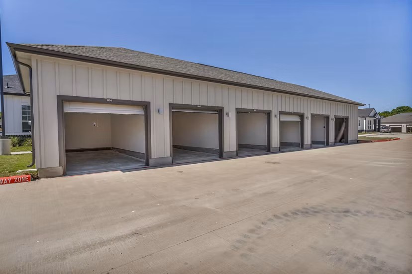 Secure parking garage at Preserve at Highway 6 Apartments, offering convenient access and ample space for residentsâ€™ vehicles