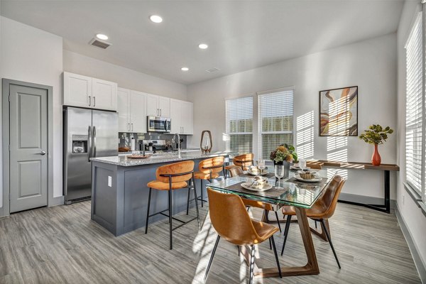 Dining area featuring modern furnishings at Preserve at Highway 6 Apartments